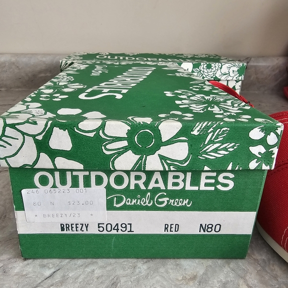 Vintage Outdorables by Daniel Green Red Slingback Wedge Sandal 8 Narrow - Picture 5 of 5